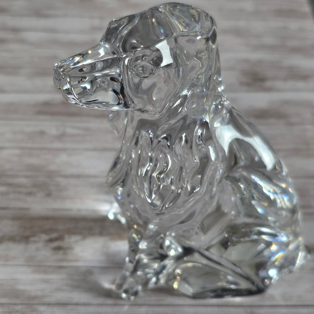 Baccarat France Lead Crystal Seated Dog Cocker Spaniel Figurine Paperweight